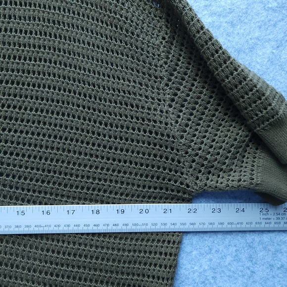 Varley Callie Sheer Knit Olive Green Short Sleeve Top - Picture 7 of 9